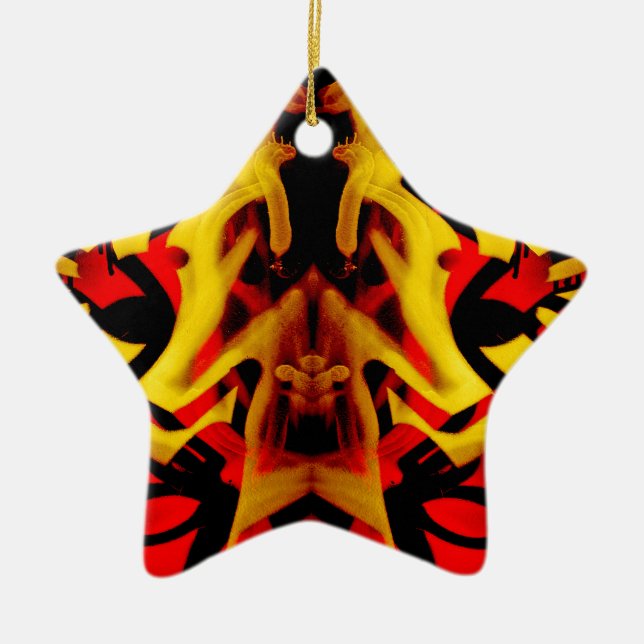 Colourful graffiti pattern ceramic tree decoration (Front)