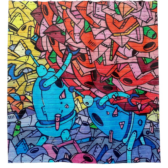 Colourful Graffiti Street Art Shower Curtain (Front)