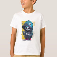 Colourful Graffiti Style Chibi Skull in Hood