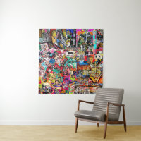 Colourful graffiti wall collage 
