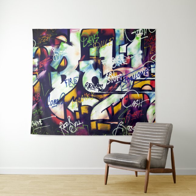 Colourful Graffiti Words Tapestry (In Situ (Horizontal))