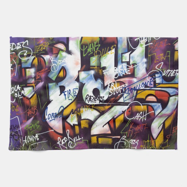 Colourful Graffiti Words Tea Towel (Horizontal)