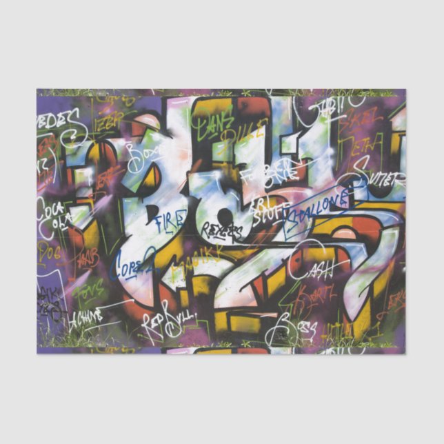 Colourful Graffiti Words Tissue Paper (Front)