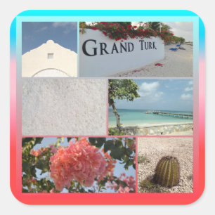 Colourful Grand Turk Photo Collage Square Sticker