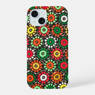 Colourful Granny Circles Crochet Pattern iPhone 15 Case