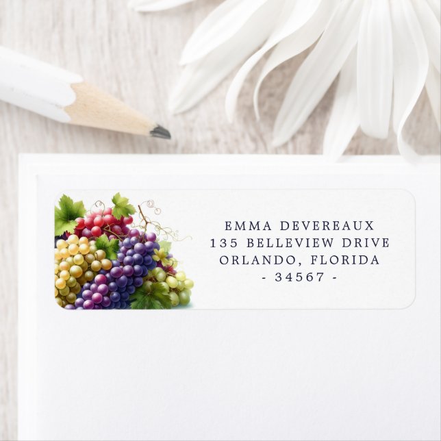 Colourful Grape Bunches Return Address Label (Insitu)