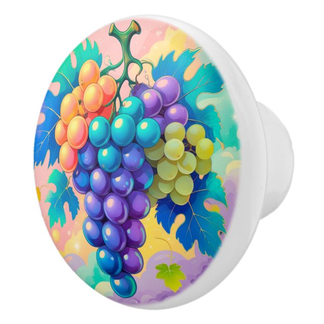 Colourful grapes for Summer Ceramic Knob (Right)