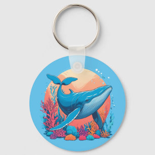 Colourful Graphic Design Of A Whale Key Ring