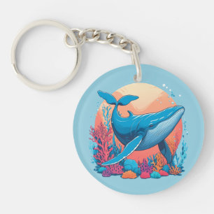 Colourful Graphic Design Of A Whale Key Ring