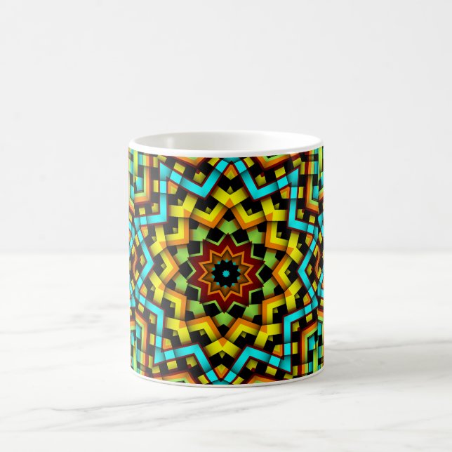 Colourful Graphic Geometric Blue Yellow Star Coffe Coffee Mug (Center)