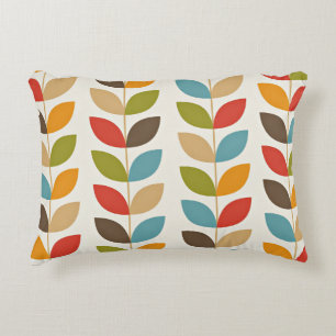 Colourful graphic leaves pattern decorative cushion