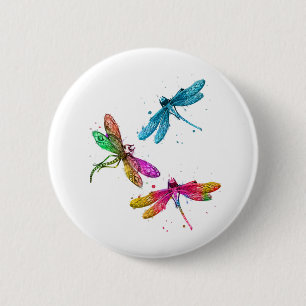 Colourful Graphic Pattern Dragonfly Funny Flying 6 Cm Round Badge