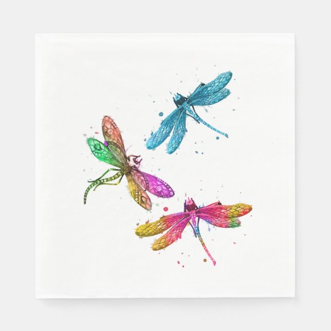 Colourful Graphic Pattern Dragonfly Funny Flying Napkin (Front)