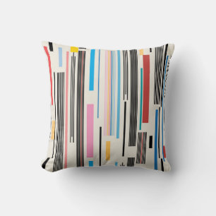 colourful graphic pattern of various stripes cushion
