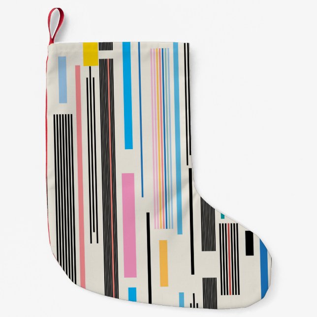 colourful graphic pattern of various stripes  small christmas stocking (Front)