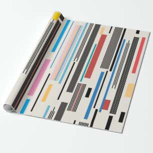 colourful graphic pattern of various stripes wrapping paper