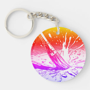 Colourful Graphic Style Brush Paint Splotch Key Ring