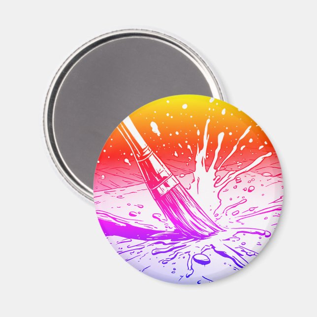 Colourful Graphic Style Brush Paint Splotch Magnet (Front/Back)