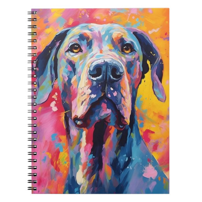 Colourful Great Dane Notebook (Front)