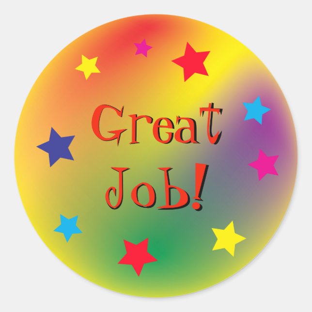 Colourful Great Job Motivational Kid's Classic Round Sticker (Front)