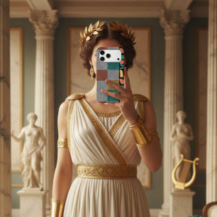 Colourful Greek key Modern abstract art aesthetic