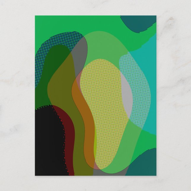 Colourful Green Abstract Art 1209 Postcard (Front)