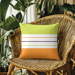 Colourful Green and Orange Stripes Cushion