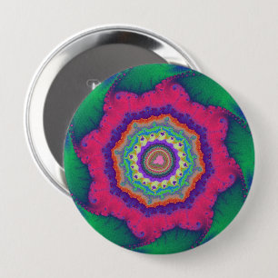 Colourful Green and Pink Fractal 10 Cm Round Badge