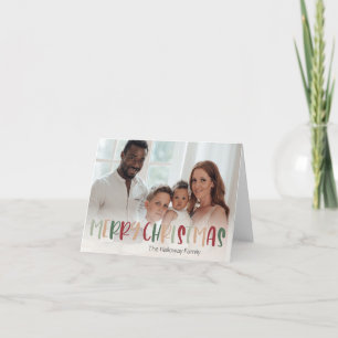 Colourful Green Christmas Folded Full Photo Holiday Card