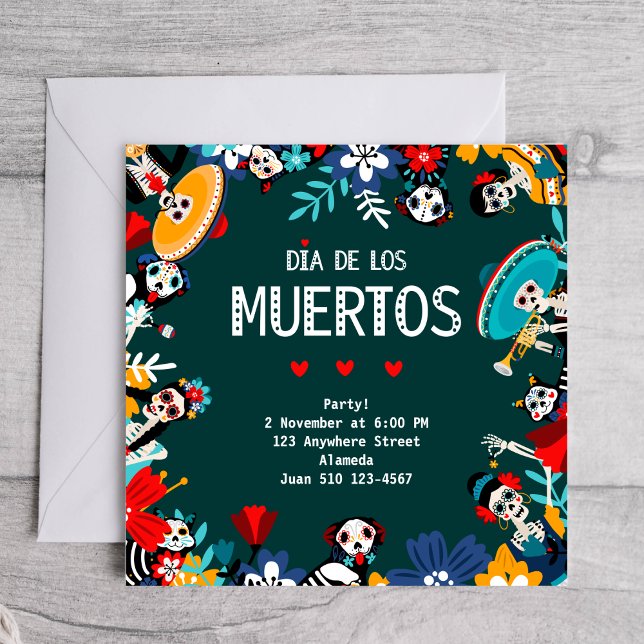 Colourful Green Dia de los Muertos Circle of Life Save The Date (Creator Uploaded)