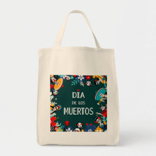 Colourful Green Dia de los Muertos Circle of Life Tote Bag