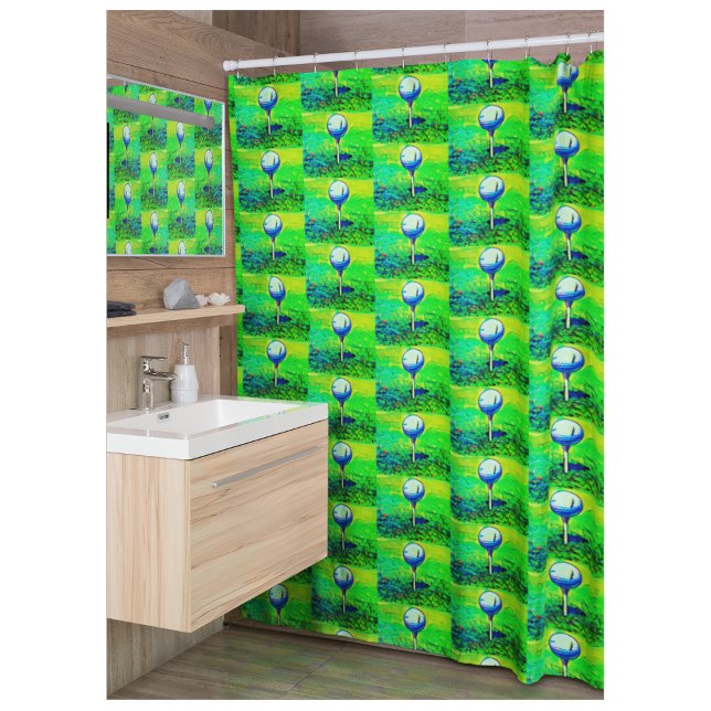 Colourful Green Golf Sports Hobby Shower Curtain (Creator Uploaded)