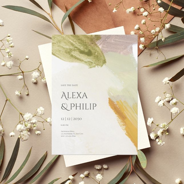 Colourful Green Modern Abstract Art Wedding Invitation (1)