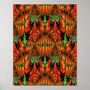 Colourful Green Orange Abstract Art Pattern Poster