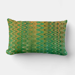 Colourful Green Orange Zigzag Pattern Lumbar Cushion