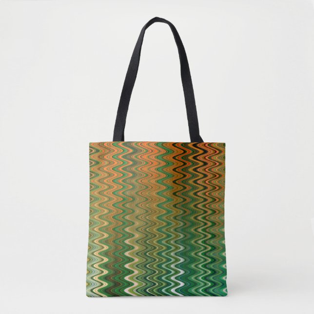 Colourful Green Orange Zigzag Pattern Tote Bag (Front)