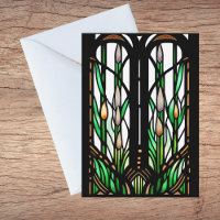 Colourful Green Reeds Art Nouveau Stained Glass