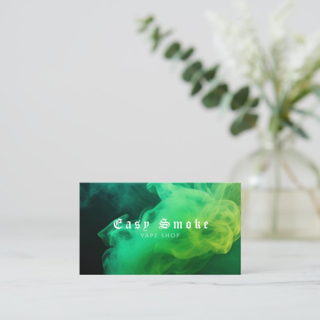 Colourful Green Smoke Vape Shop Business Card (Standing Front)
