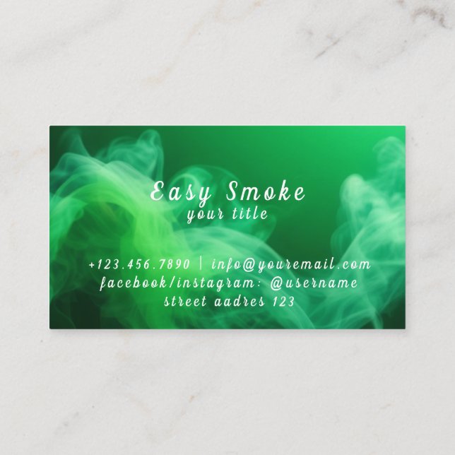 Colourful Green Smoke Vape Shop Business Card (Back)