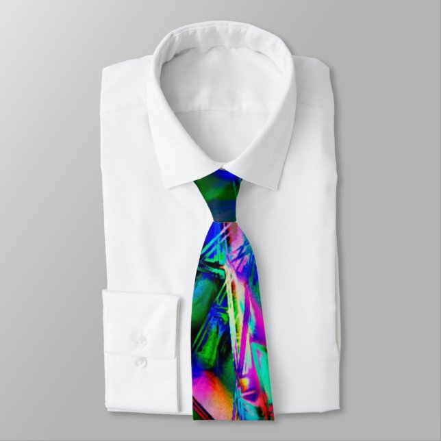 Colourful green stained squares, wrong brush strok tie (Tied)