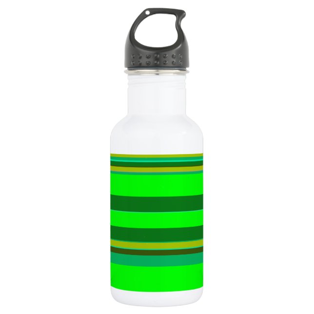 Colourful Green Stripe Customised Designer Pattern 532 Ml Water Bottle (Front)