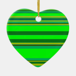 Colourful Green Stripe Customised Designer Pattern Ceramic Ornament