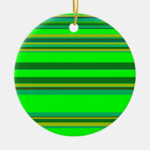 Colourful Green Stripe Customised Designer Pattern Ceramic Ornament