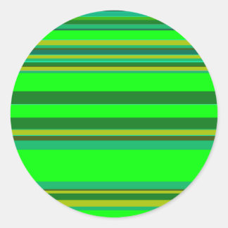 Colourful Green Stripe Customised Designer Pattern Classic Round Sticker