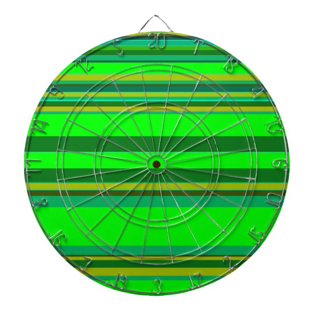 Colourful Green Stripe Customised Designer Pattern Dartboard (Front)