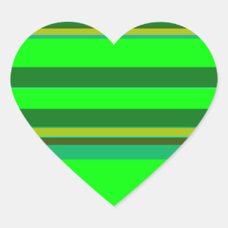 Colourful Green Stripe Customised Designer Pattern Heart Sticker