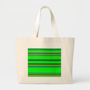 Colourful Green Stripe Customised Designer Pattern Large Tote Bag