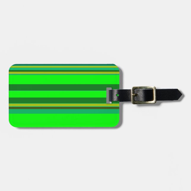 Colourful Green Stripe Customised Designer Pattern Luggage Tag (Front Horizontal)