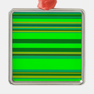 Colourful Green Stripe Customised Designer Pattern Metal Ornament
