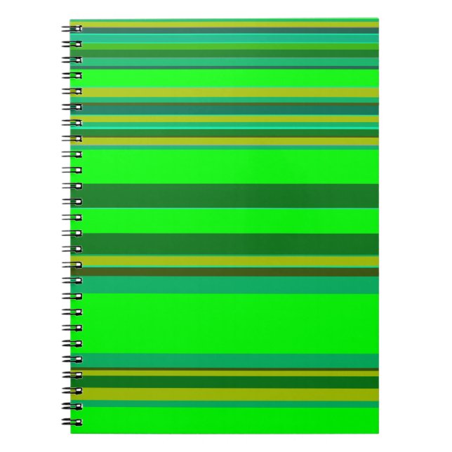 Colourful Green Stripe Customised Designer Pattern Notebook (Front)